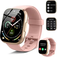 Smartwatch Herren Damen mit Bluetooth Anrufe, 1.95" Fitnessuhr mit Pulsuhr/Schlafmonitor, 112+ Sportmodi Fitness Tracker mit Schrittzähler, IP68 Wasserdicht Smart Watch für Android iOS Hellrosa