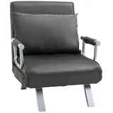 Homcom Schlafsessel Kunstleder 69 x 80 x 65 cm Grau mit Kissen