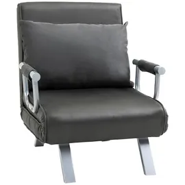 Homcom Schlafsessel Kunstleder 69 x 80 x 65 cm Grau mit Kissen