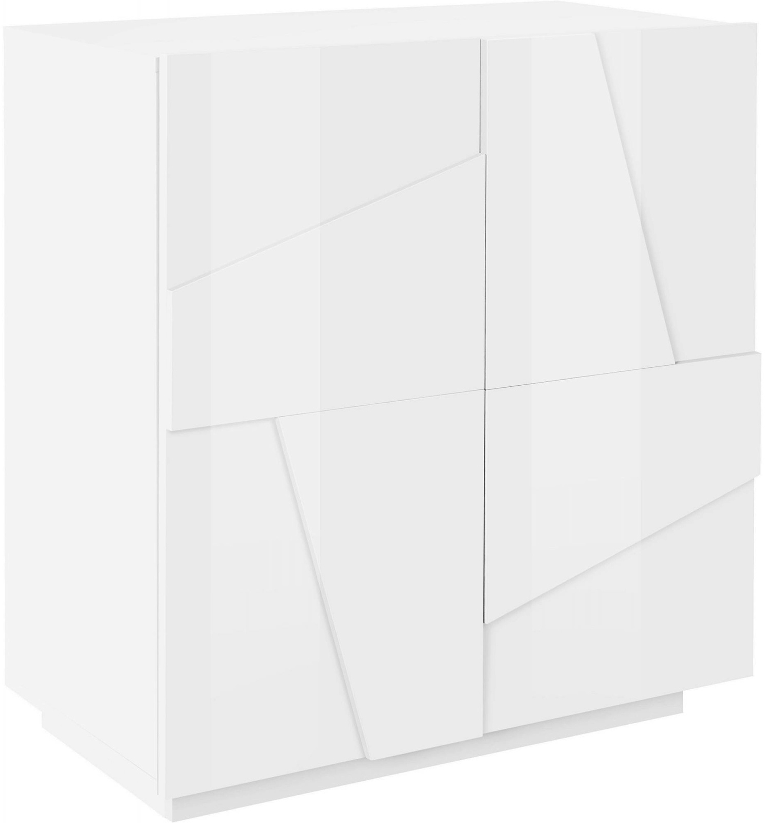 Dmora Kommode Raoul, Küchen-Sideboard mit 2 Türen, Wohnzimmer-Buffet, 100 % Made in Italy, cm 81x44h86, glänzend weiß