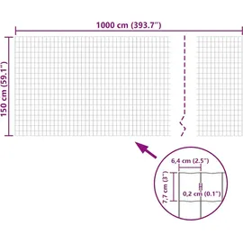 vidaXL Eurozaun Stahl 10 x 1,5 m Grau vidaXL