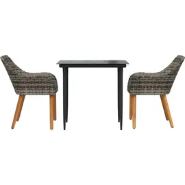 vidaXL Garten Essgruppe 3-tlg. Grau
