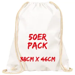 Texxilla Turnbeutel Mehrpack mit robusten Zugbändern, Weiß, weiß