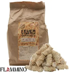 Flammino Holzwolle Anzündwolle paperbag für Kamin, Grill & BBQ made in EU ca. 200 Stk.