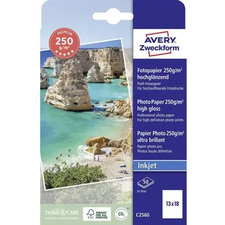 Avery Zweckform Premium C2560 Fotopapier 13 x 18 cm 250 g/m2, 50 Blatt