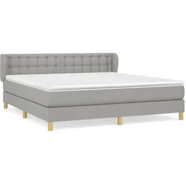 vidaXL Boxspringbett mit Matratze Hellgrau 160x200 cm Stoff - Grau