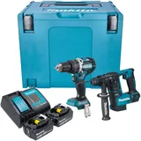 Makita DLX 2278 STJ Akku Kombo Kit + DHP 484 Schlagbohrschrauber 54 Nm + DHR 171 Bohrhammer 1,2 J + 2x Akku 5,0 Ah + Ladegerät + Makpac