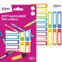 Avery Zweckform Stiftetiketten Gesichter, farblich sortiert 50,0 x 10,0