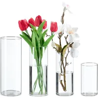 Relaxdays Vasen aus Glas, 4 Blumenvasen in versch. Größen,