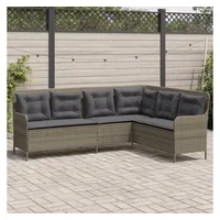 vidaXL Gartenlounge, 10-tlg. Garten-Lounge-Set mit Kissen Grau Poly Rattan