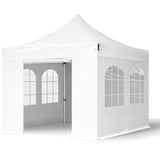 TOOLPORT Faltzelt Faltpavillon Professional 3x3 m mit 4 Seitenteilen - ALU Pavillon Partyzelt in weiß