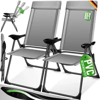 Kesser KESSER® 2er Set Gartenstuhl Hochlehner Alu Klappstuhl 7-Fach