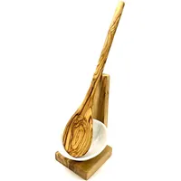 Olivenholz-erleben Kochlöffelhalter rund inkl. Kochlöffel und Porzellanschale 10 x 20 cm beige