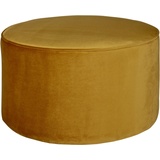 Porta WOOOD Sara 60 cm - Niedriger Pouf Sitzhocker Rund aus Samtstoff Fußbank Sitzpouf - Ocker Gelb - 36x60x60 cm