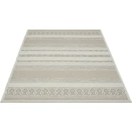 The CarPET Calgary - Outdoor Teppich Wetterfest für Balkon & Terrasse, Robuster Flachgewebe Teppich für Garten, Pflegeleicht In- & Outdoor, Boho Vintage Design, Beige, 140 x 200 cm
