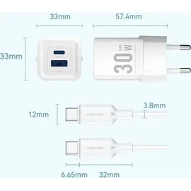 Vention MOBILIOJO ĮKROVIKLIS SIENINIS USB + LAIDAS/30W 2P TZ-FEQB0-EU-01 Vention - Silber