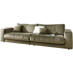 Big-Sofa 3C CANDY "Enisa II", grün (oliv), B:290cm H:86cm T:127cm, 100% Polyester, Sofas, incl. 1 Flatterkissen, Wahlweise mit Flecken-Schutz-Bezug Easy care