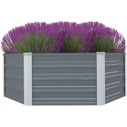 vidaXL Hochbeet 129 x 129 x 46 cm Verzinkter Stahl Grau