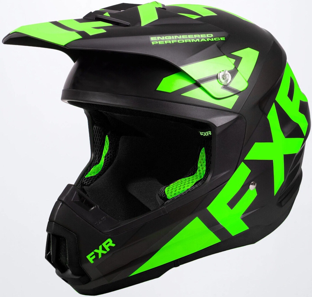 FXR Torque Team Snowmobil Helm, schwarz-grün, Größe S
