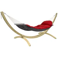 AMAZONAS Hochwertiges XXL-Hängematten-Set mit Fat Hammock Red und Olymp-Gestell