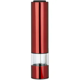 Relaxdays Pfeffermühle Elektrisch, 2er Set, stylisch, mit LED-Licht, Gewürzmühlen, Edelstahl, batteriebetrieben, rot, 5 x 5 x 22 cm ; 299 g