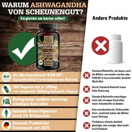 Scheunengut Scheunengut® BIO Ashwagandha Ksm-66 | Markenrohstoff mit mindestens 5% Withanolide 180 St