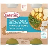 Babybio HARICOTS VERTS DES HAUTS-DE-FRANCE POMME DE TERRE COLIN SAUVAGE dès 6 mois Aliment 400 g