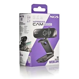 ngs XpressCam 2000 – Quad HD 2K 2560x1440/5Mpx Webcam/Multidirektionales Mikrofon/Datenschutzfilter/Verstellbarer Sockel