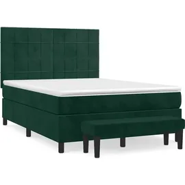 vidaXL Boxspringbett 140 x 200 cm Dunkelgrün