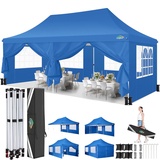 3x6m Pavillon, COBIZI Faltpavillon 3x6 Wasserdicht Stabil mit 6 Seitenteilen,Upgrade-Hochdach und Tragetasche, Gartenpavillon Partyzelt für Garten, Party, Festival, Hochzeit, UV50+, Kobaltblau