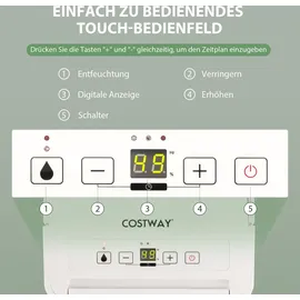 Costway Luftentfeuchter 12L/Tag 24H Timer, Raumentfeuchter 2,2L Wassertank Dehumidifier Haushaltsentfeuchter leise für Räume bis zu 15 m2