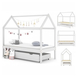 vidaXL Kinderbett Kinderbett mit Schublade Weiß Massivholz Kiefer 80×160 cm weiß