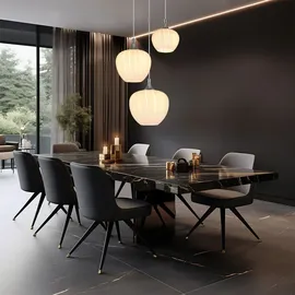 GLOBO Hängelampe Esszimmerleuchte Pendelleuchte 3-Flammig verchromt Glas weiß Muster