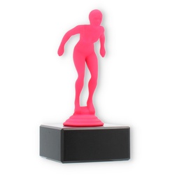 Pokal Kunststofffigur Schwimmerin pink auf schwarzem Marmorsockel 13,3cm