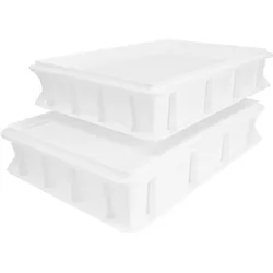 Pizza Lover 2x Pizzaballenbox mit Deckel in weiß - Größe 30x40x7,5 cm Gärbox Teigballen Brotteig Hefeteig & Sauerteig Lebensmittel Box - Pizzazubehör