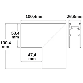 ISOLED Track48 Eckschiene 90° vertikal für Aufbauschiene, schwarz, nicht stromführend