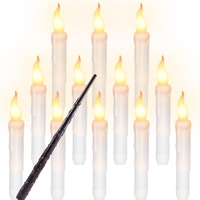 ORIA Flammenlose LED Kerzen, 12 Stk. Schwimmende Kerzen mit Fernbedienung, Batteriebetriebene Flackernde LED Spitzkerzen für Halloween, Weihnachten, Kirche, Hochzeitsdekorationen - Warmes Gelb
