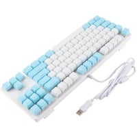 ASHATA Mechanische Tastatur, 87 Tasten LED Hintergrundbeleuchtete Mechanische Tastatur, Blauer Schalter Mischlicht Kompakte Mechanische Gaming-Tastatur für PC-Desktop-Laptop(Weiß Blau)