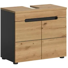 Möbel Boss Waschbeckenunterschrank Canu 2-türig Artisan/Grau 55 cm x 63 cm x 34 cm