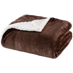 WOHNWOHL® Flauschige Sherpa Kuscheldecke • Mikrofaser Wohndecke • Fleecedecke als Sofaüberwurf • Sofadecke/Tagesdecke/Wohnzimmerdecke • Teddyfleece Decke für Bett und Sofa
