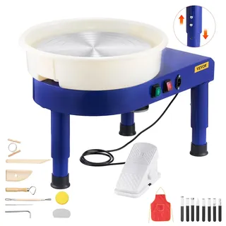 Vevor Töpferscheibe Keramik-Radformmaschine mit Pedal und verstellbaren Hebefüßen 35 cm 60–300 U/min