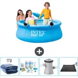 Intex runder aufblasbarer Easy Set-Pool – 183 x 51 cm – Blau – Wal – im Lieferumfang enthalten Accessoire CB4 - Intex