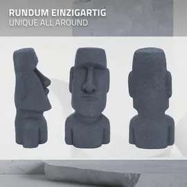 ECD Germany Moai Figur Rapa Nui Kopf 53,5 cm Hoch aus Steinguss Kunstharz Grau
