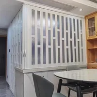 CHZDPP Teleskop-Falttüren Kleine Faltfenster/Falttür für Lofts, Anpassbare Akkordeontür mit Griffen/Glas/Schrauben, PVC Raumteiler Tor für Küche Toiletten Wohnzimmer(34x80in(86x203cm))