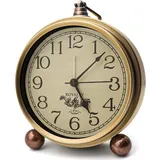 Maxspace Goldene Tischuhr aus Metall, Retro, Vintage, nicht tickend, kleiner