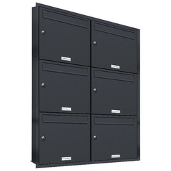 AL BRIEFKASTENSYSTEME Briefkasten »Premium«, (BxH): 76.6 x 102.6cm, Anzahl Schlitze: 6, Unterputzmontage - grau