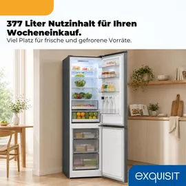 Exquisit KGC5380-115-NF-040C Kühl-Gefrierkombination (378 l, 2005 mm hoch, Schwarz)