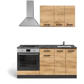 Vicco Küchenzeile R-Line 160 cm Goldkraft Eiche/Anthrazit