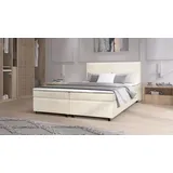 Küchen-Preisbombe Boxspringbett Paxos Cordstoff Beige 180x200 Hotelbett Bonellfederkern Bett