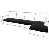 Rosnek Sofahusse Sofa Sitzbezug,Samt Sitzkissenbezug, Stretch,Schonbezug, Stretch Elastic Chaise Loung Sofahusse schwarz